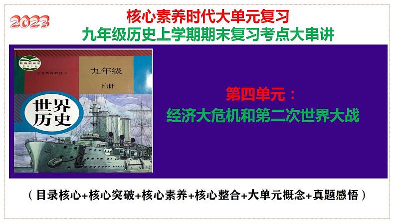 九下第四单元 经济大危机和第二次世界大战（单元考点）-2023-2024学年九年级历史上学期期末考点预测复习（部编版）课件PPT第1页