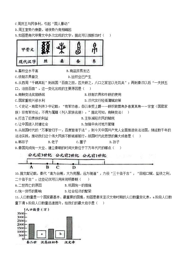 河南省商丘市虞城县多校联考2023-2024学年七年级上学期12月月考历史试题第2页