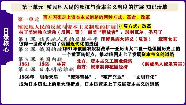 九下第一单元 殖民地人民的反抗与资本主义制度的扩展（单元考点）-2023-2024学年九年级历史上学期期末考点预测复习（部编版）课件PPT第2页