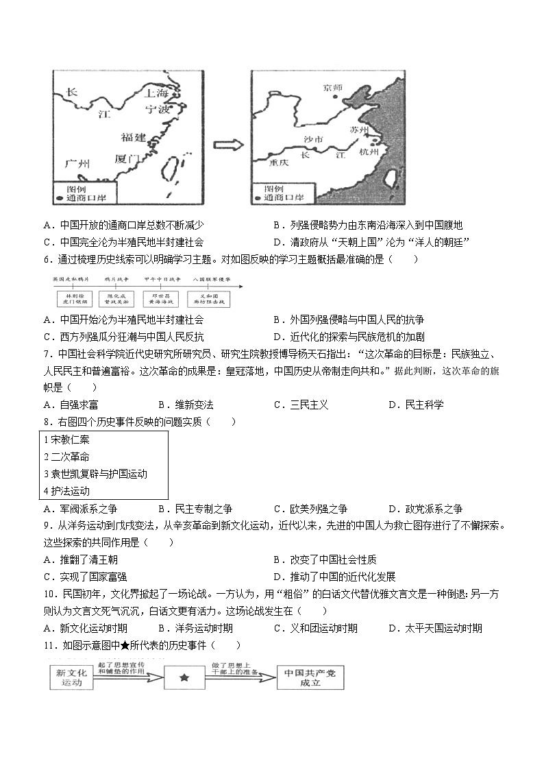 重庆市忠县中学校2022-2023学年八年级上学期期末历史试题02