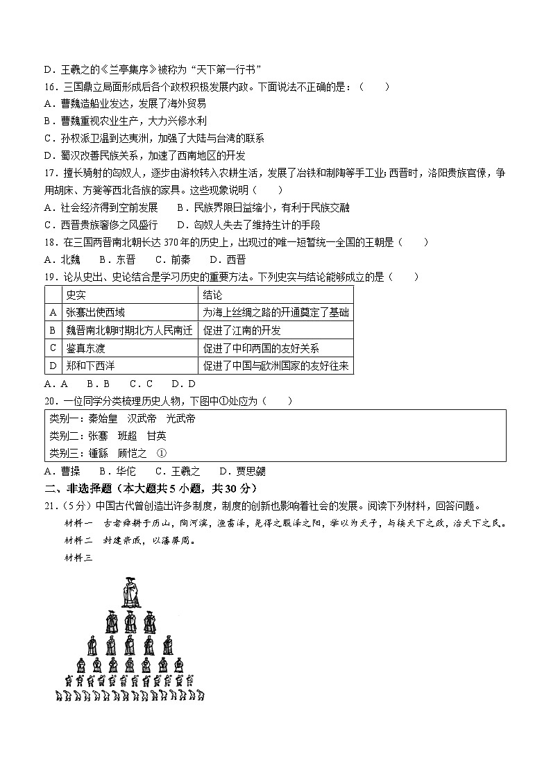 河南省南阳市南召县2022-2023学年七年级上学期期末历史试题03