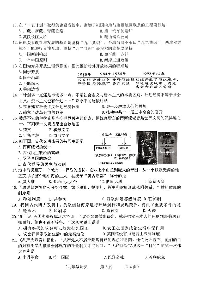吉林省长春市朝阳区2022年九年级一模历史试卷（PDF版无答案）02
