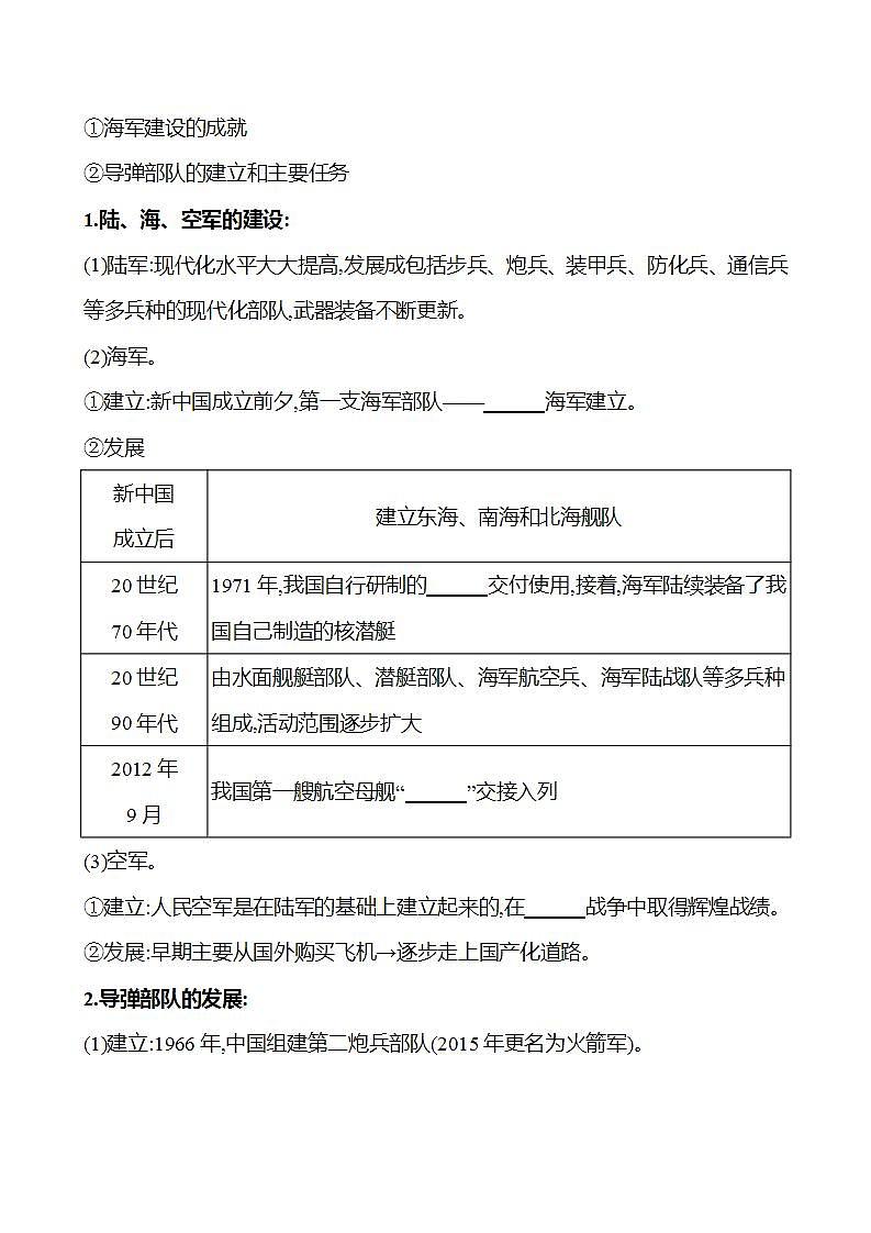 第十九单元　国防建设与外交成就及科技文化与社会生活 学案 2023-2024 初中历史复习02