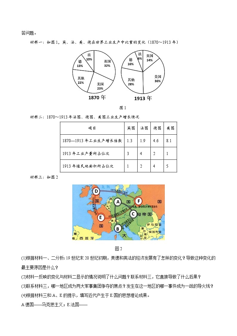 第三单元 第一次世界大战和战后初期的世界（高频非选择题55题）（原卷版）第3页