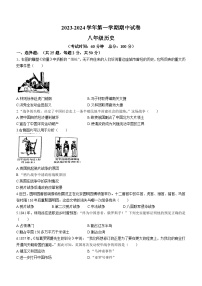 安徽省铜陵市第十中学2023-2024学年八年级上学期期中历史试题