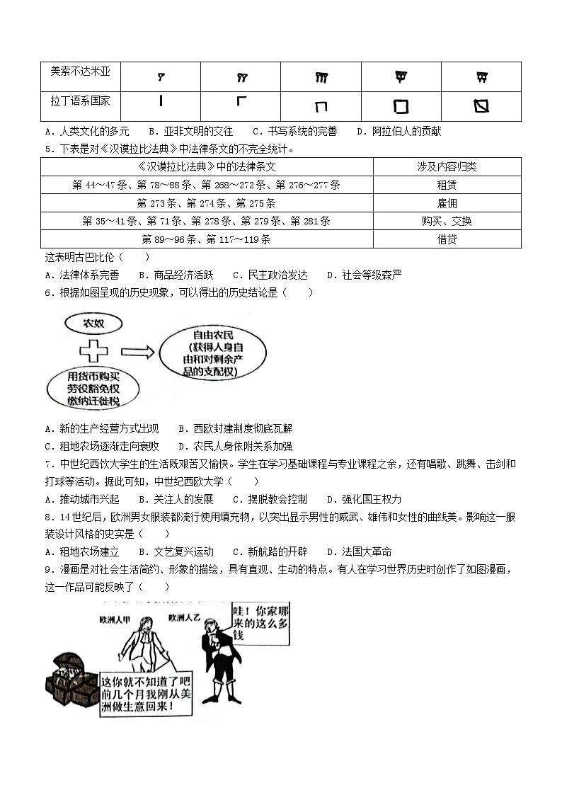 河南省长垣市2023-2024学年上学期九年级期末考试历史试卷第2页