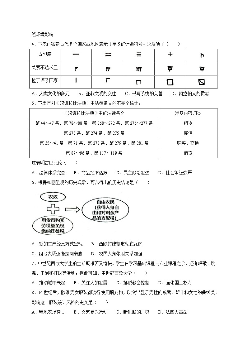 河南省长垣市2023-2024学年上册九年级期末考试历史模拟试卷（附答案）02
