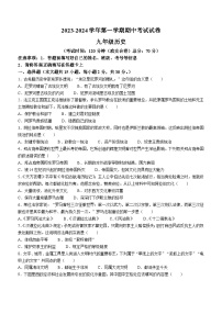 安徽省铜陵市第十中学2023-2024学年九年级上学期期中历史试题(含答案）