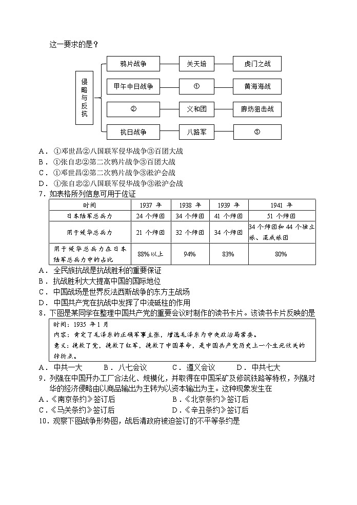 江苏省苏州市2023-2024学年度第一学期八年级历史期末模拟卷（二）（含答案）02