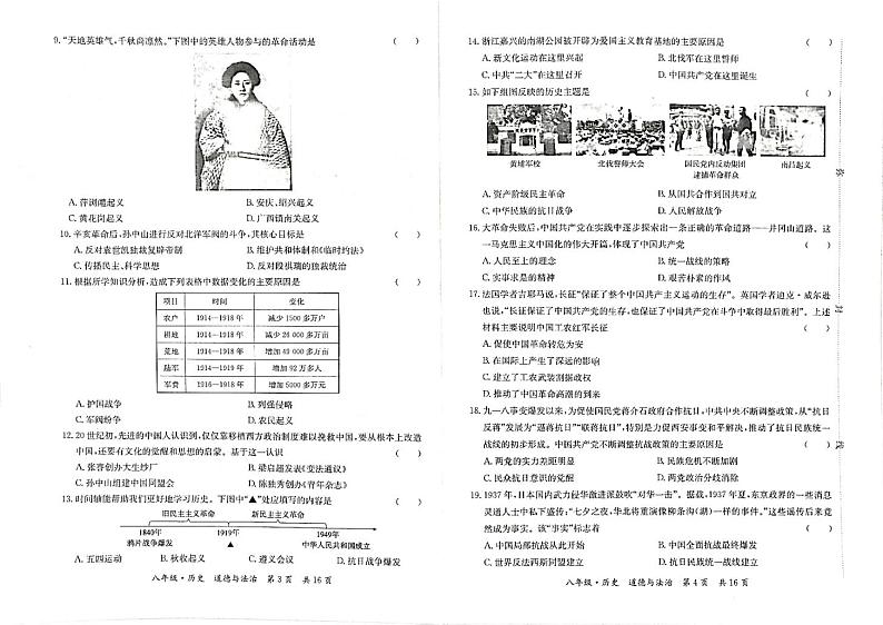 甘肃省陇南市康县2023-2024学年八年级上学期期末考试历史、道德与法治试题02