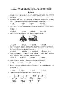 2023-2024学年山东省枣庄市台儿庄区八年级上册期中考历史测试卷（附答案）