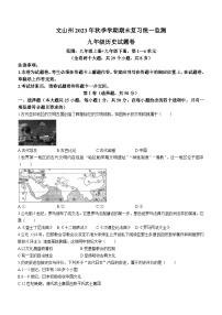 云南省文山壮族苗族自治州2023-2024学年九年级上学期期末历史试题(无答案)