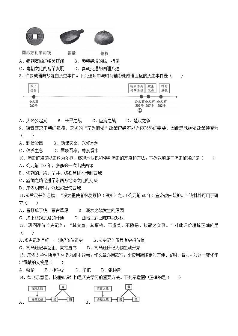 黑龙江省（省考）2023-2024学年部编版七年级历史上学期期末考试题(含答案)第2页