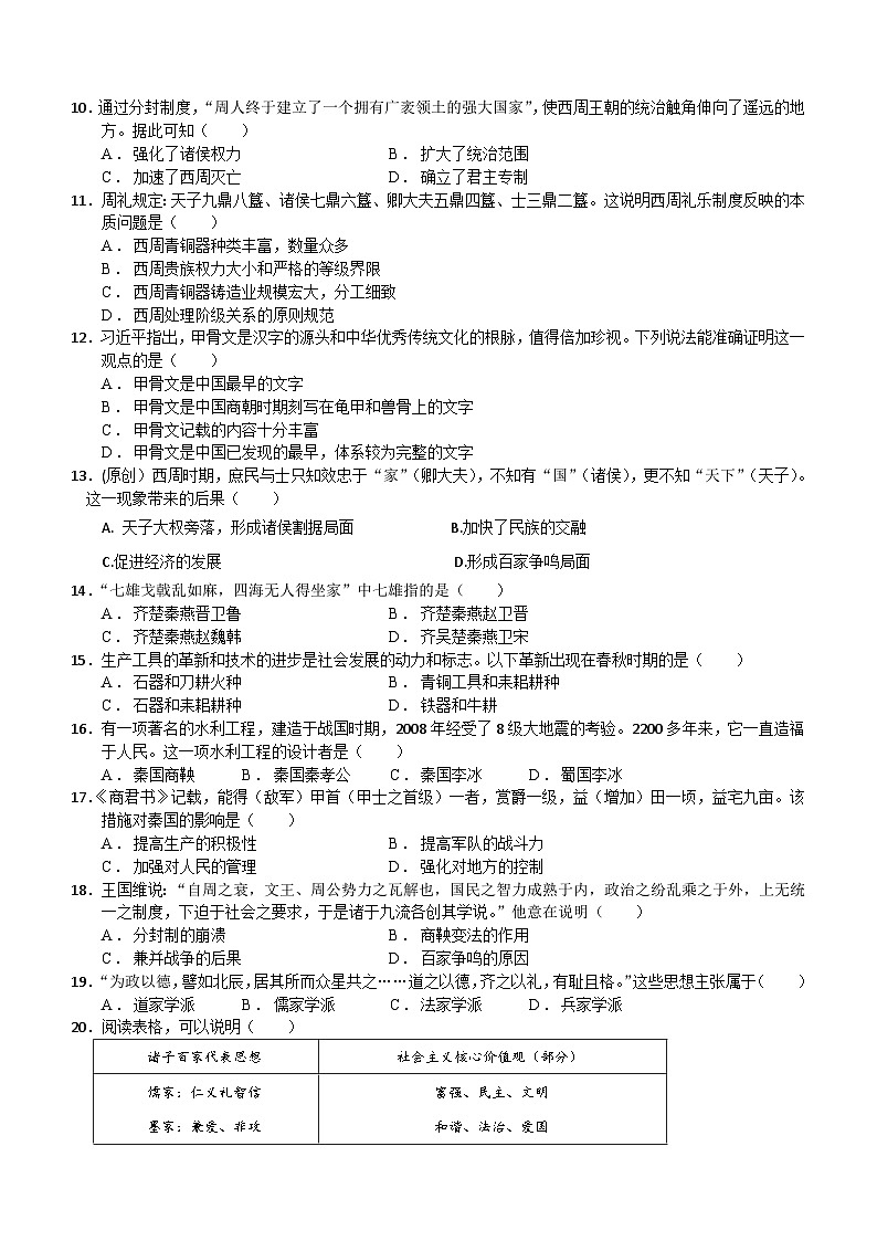 广东省肇庆市德庆县重点中学2023—2024学年部编版七年级历史上学期期末冲刺卷(含解析)第2页