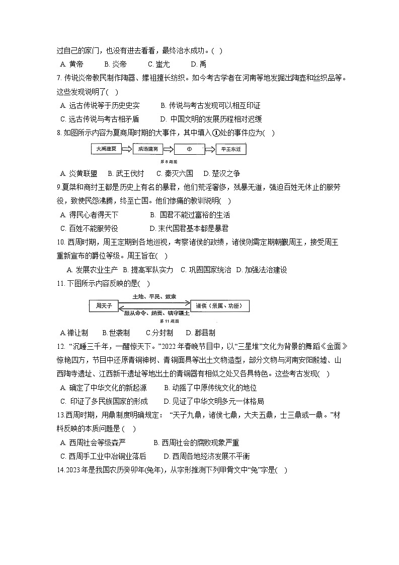 广东省韶关市翁源县2023-2024学年部编版七年级上册11月期中历史检测试卷（附答案）02