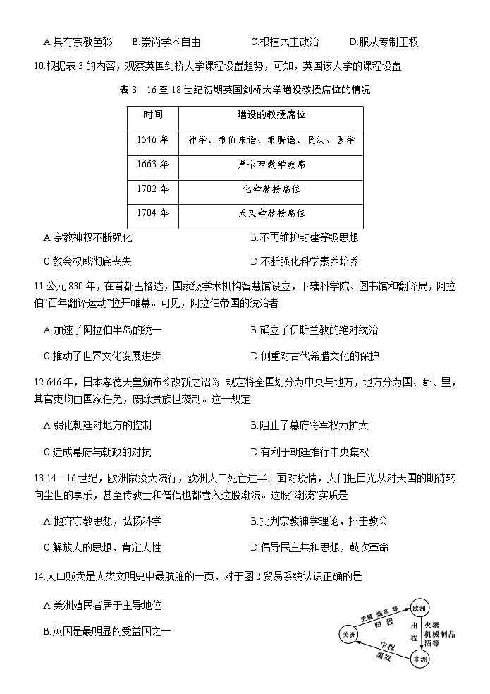 福建省漳州市华安县正兴学校2023-2024学年九年级上学期期末模拟预测历史试题（含答案）第3页