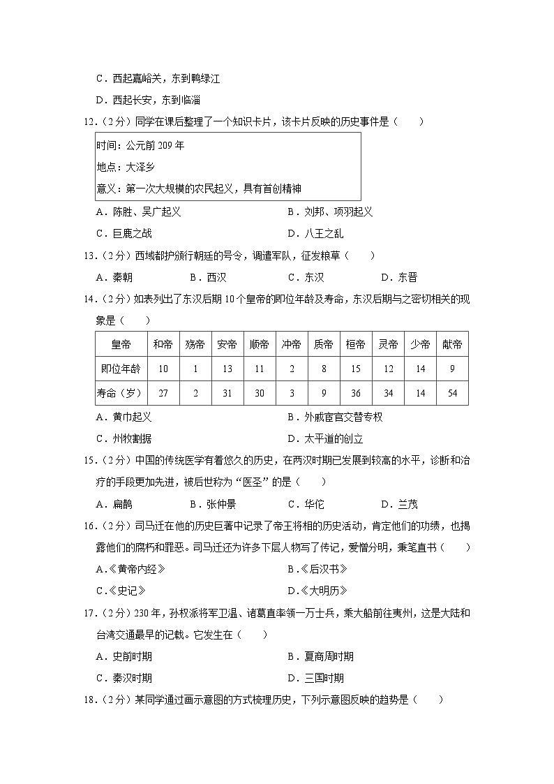 云南省昆明市五华区2023-2024学年部编版七年级上学期期末历史试卷03