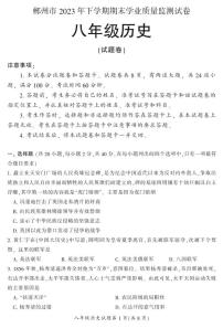 湖南省郴州市苏仙区2023-2024学年八年级上学期1月期末历史试题含答案