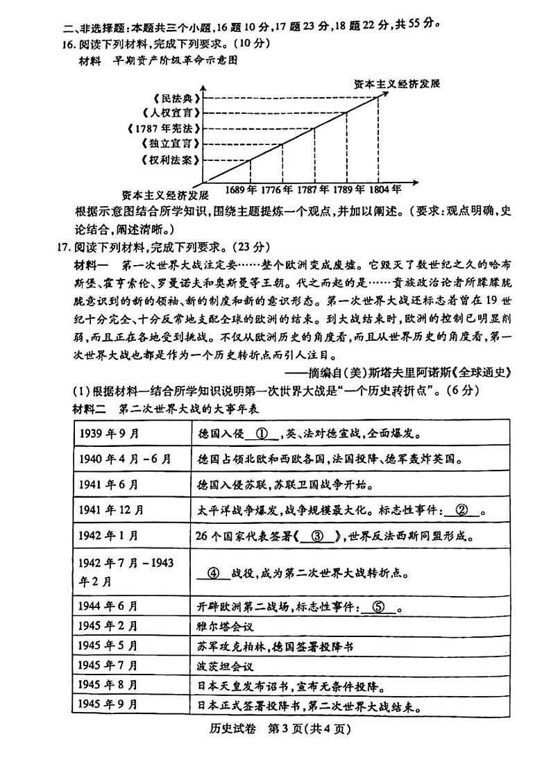内蒙古自治区包头市青山区2023-2024学年九年级上学期1月期末历史试题03