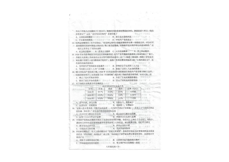 广东省梅州市大埔县2023-2024学年八年级上学期1月期末历史试题03