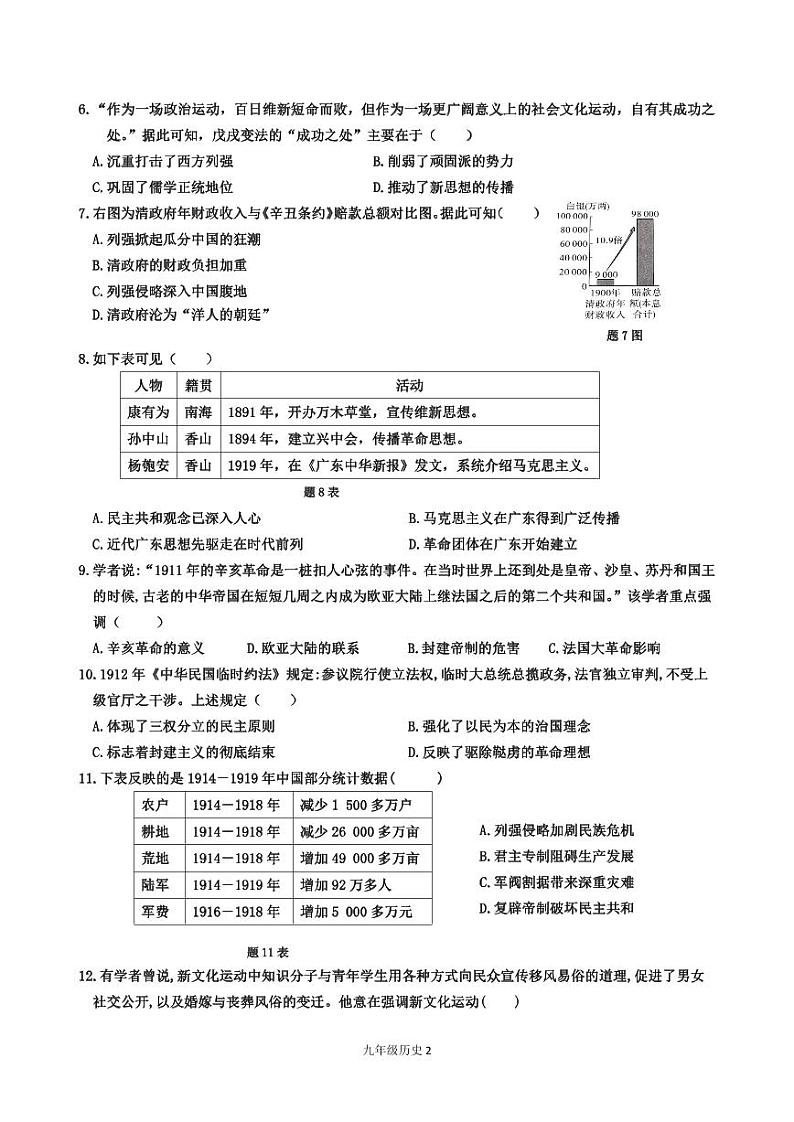 广东省云浮市罗定市五校联考2023-2024学年八年级上学期1月期末历史试题第2页