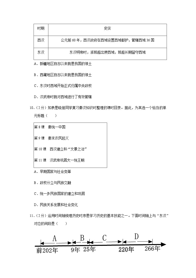 辽宁省大连市金普新区2023-2024学年部编版七年级上学期期末历史试卷（含解析）03