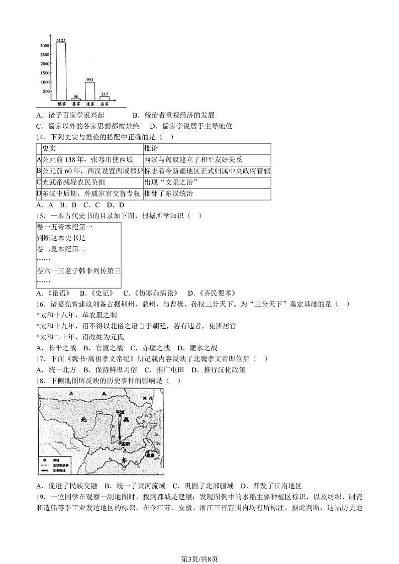 2024北京二中初一(上)期末历史试卷和答案第3页