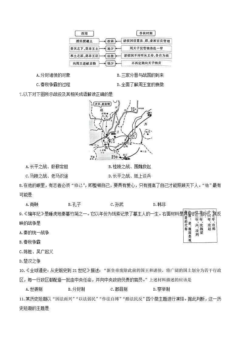 河北省唐山市2023-2024学年七年级上学期期末历史试题(无答案)02