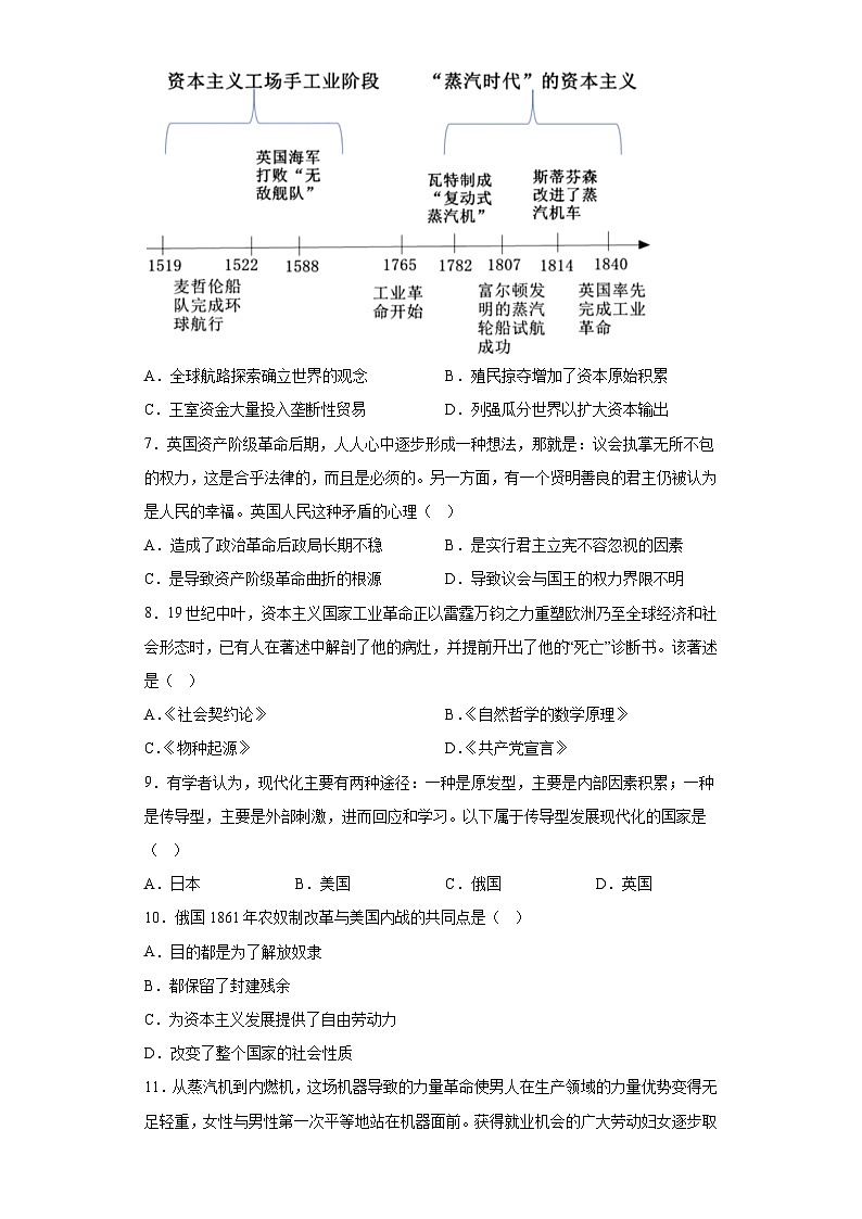 安徽省六安市中学校2023-2024学年九年级上学期1月月考历史试题（含解析）02