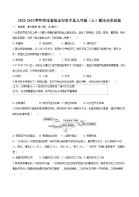 2022-2023学年河北省保定市阜平县九年级（上）期末历史试卷（含详细答案解析）