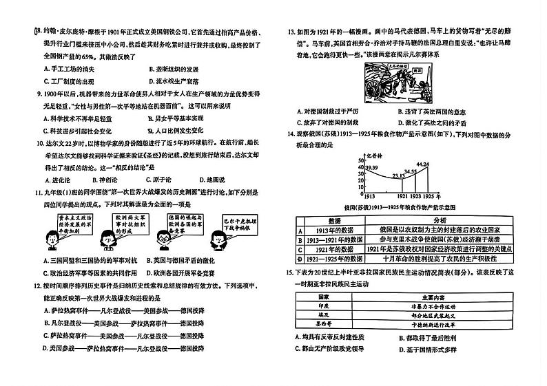 山西省阳泉市2023-2024学年部编版九年级历史上学期期末试卷第2页