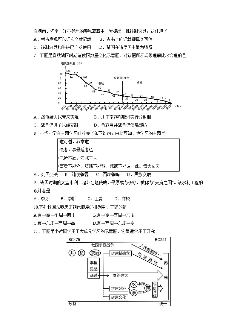 北京市怀柔区2023-2024学年七年级上学期期末考试历史试卷（含答案）第2页