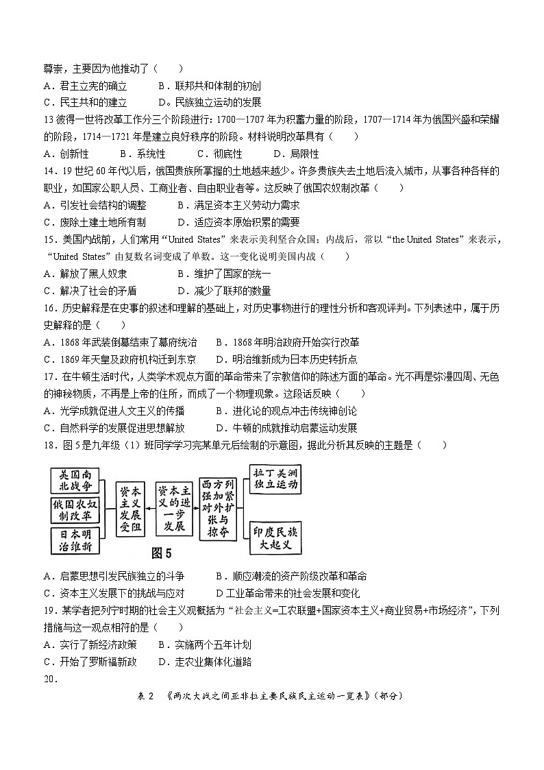 福建省泉州鲤城区2023-2024学年九年级上学期期末历史试卷03