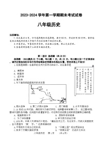 河南省濮阳市2023-2024学年部编版八年级上册期末历史试题（含答案）