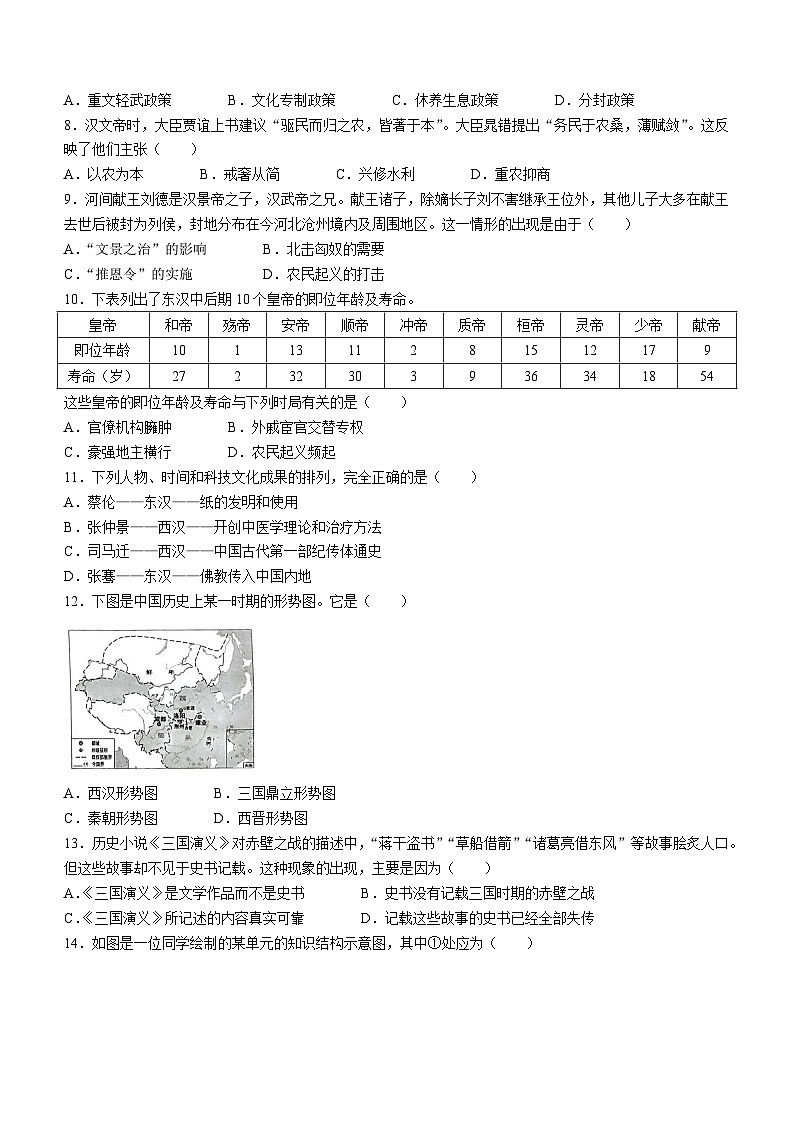 广西壮族自治区贵港市港南区2023-2024学年七年级上学期期末历史试题（含答案）02