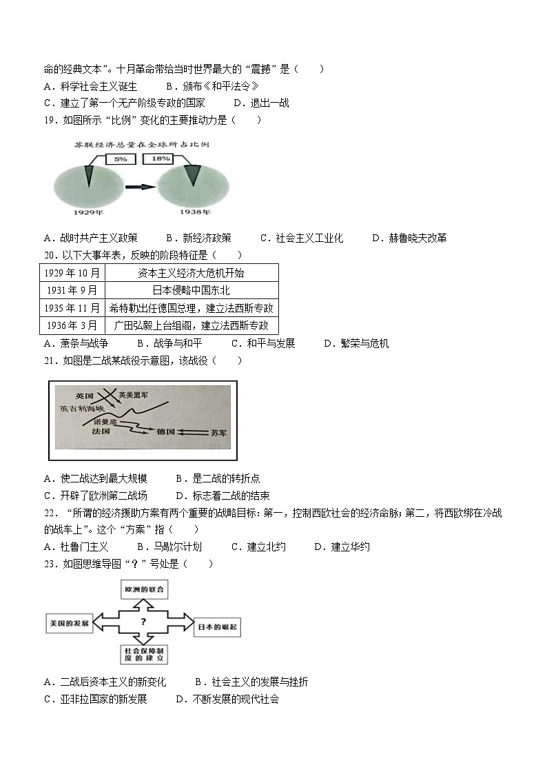 山东省济南市章丘区2023-2024学年上学期九年级历史期末试题(含答案)03