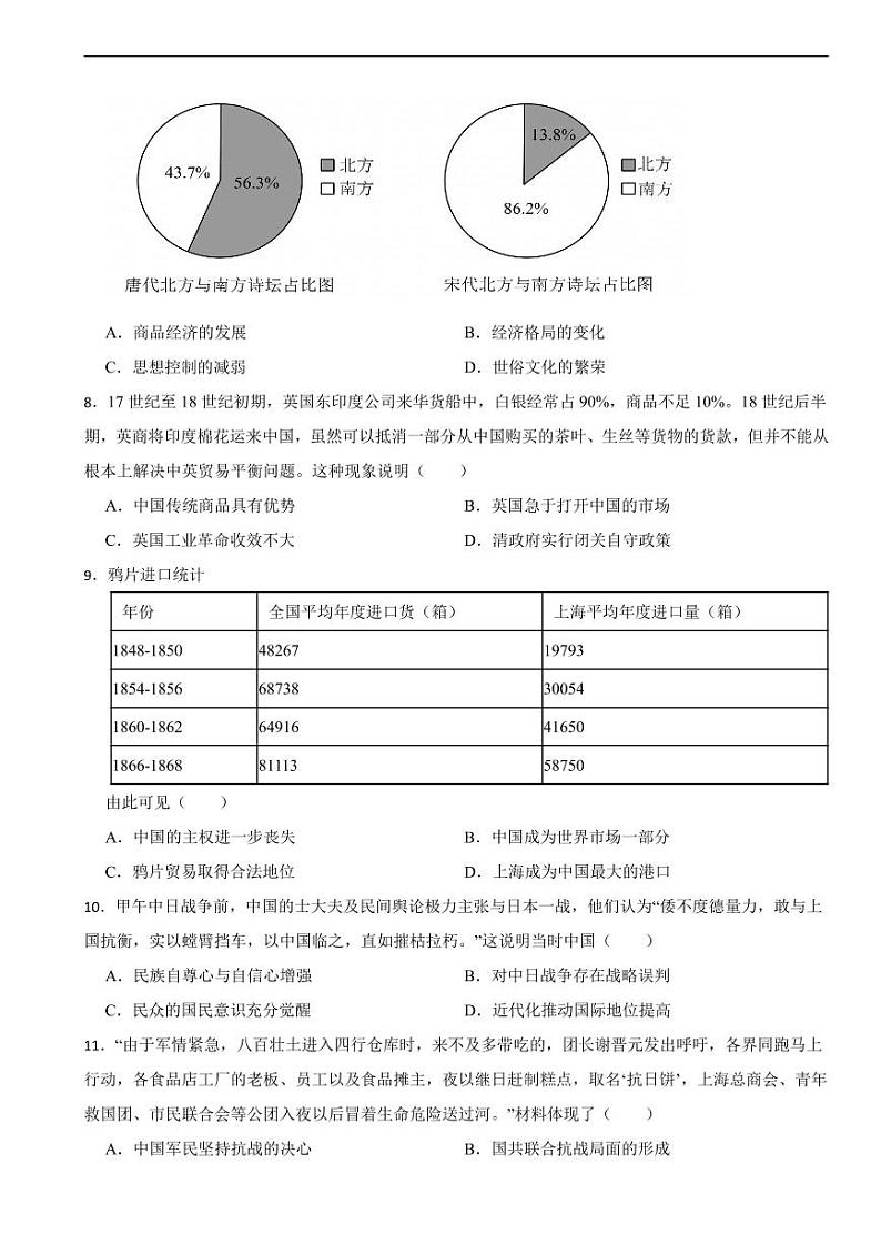 广东省深圳市龙岗区2024年中考历史二模试卷附参考答案第2页