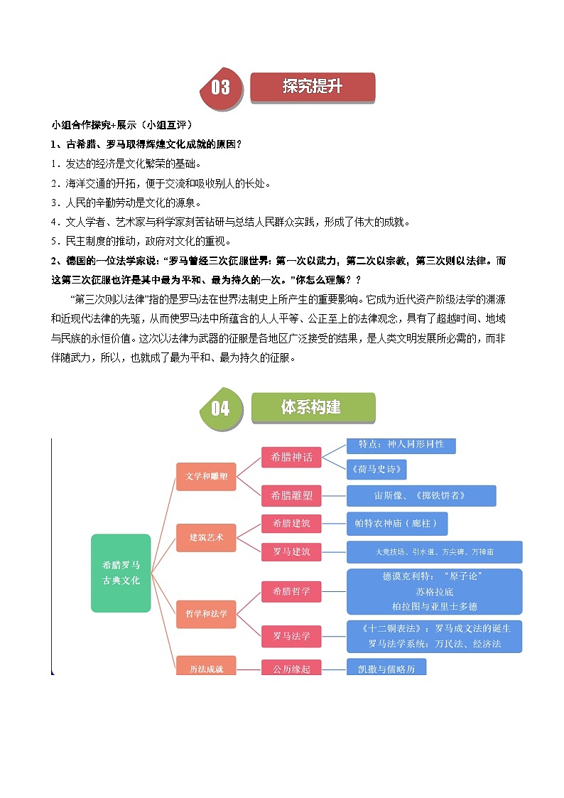 【同步学案】人教版 初中历史 九年级上册 第6课 希腊罗马古典文化（学案）02