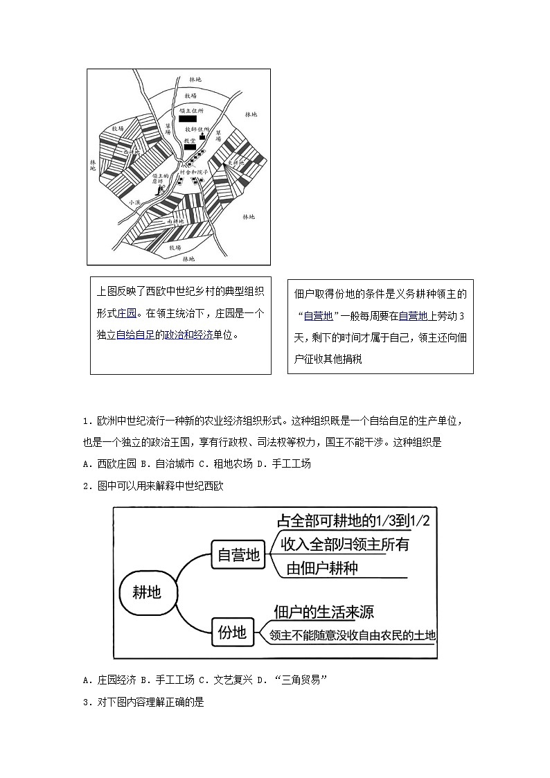 【作业设计】人教版 初中历史 九年级上册 第8课 西欧庄园（作业设计）02