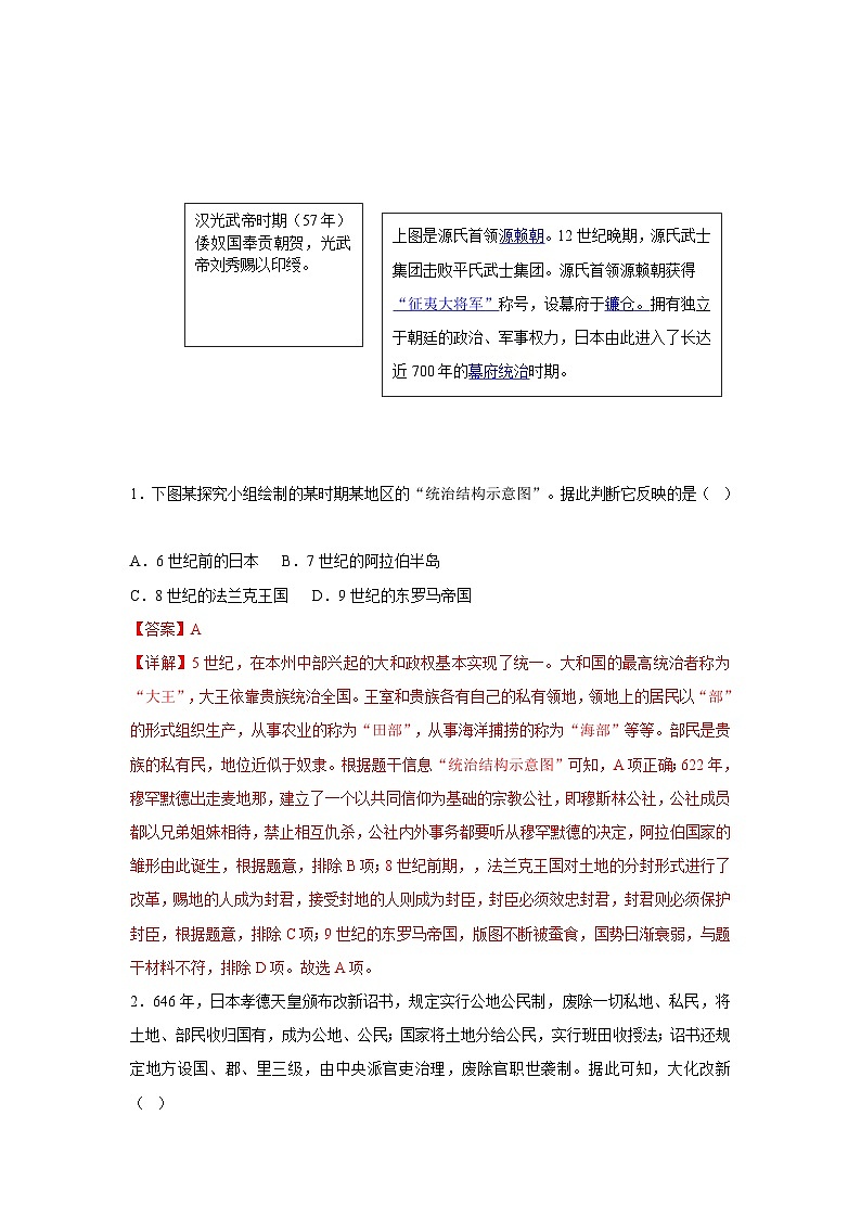 【作业设计】人教版 初中历史 九年级上册 第11课 古代日本（作业设计）03