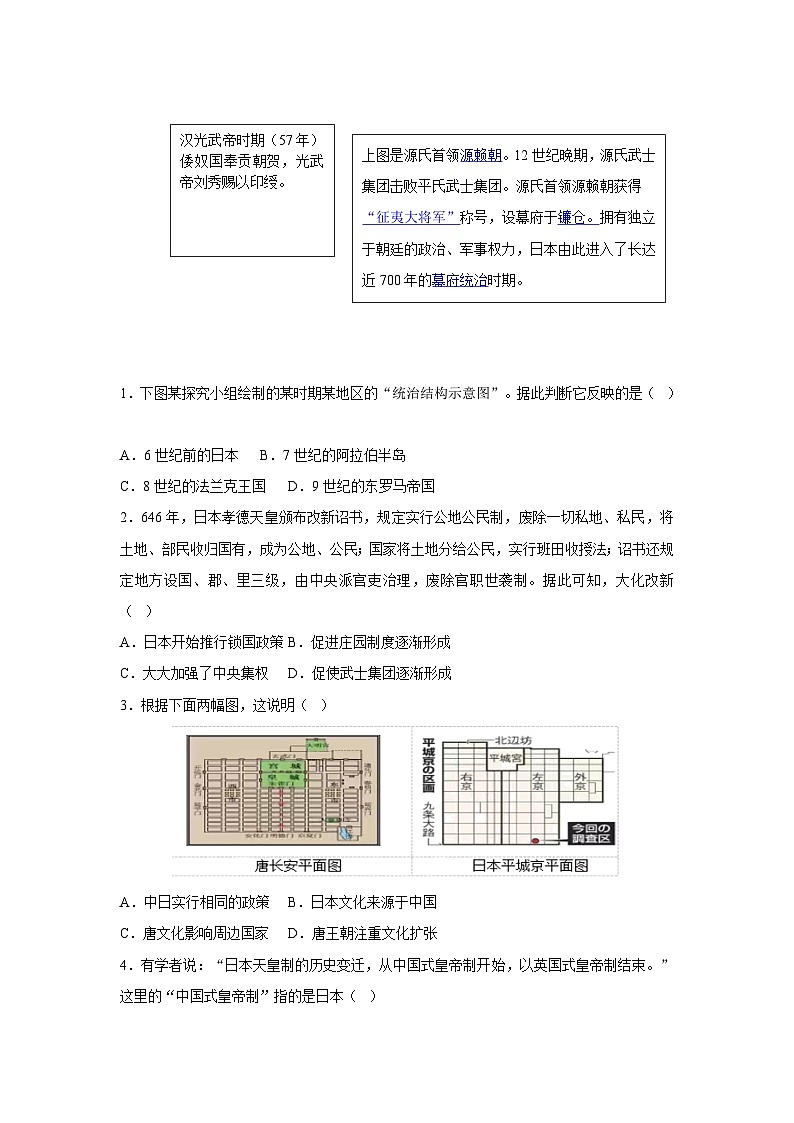 【作业设计】人教版 初中历史 九年级上册 第11课 古代日本（作业设计）03