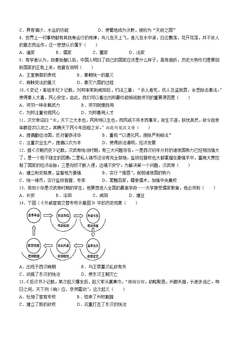 山东省临沂市高新区2023－2024学年部编版七年级历史上学期期末学业水平质量调研试题（含答案）第2页