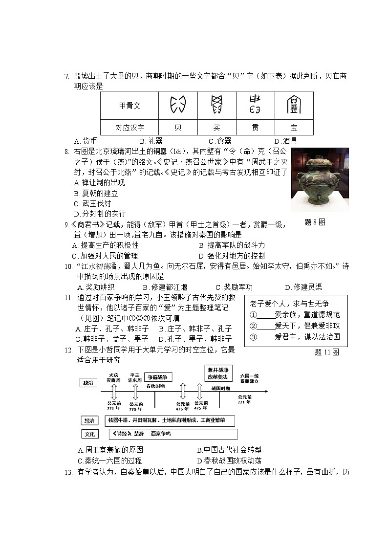 广东省汕头市澄海区2023-2024学年七年级上学期期末考试历史试题02