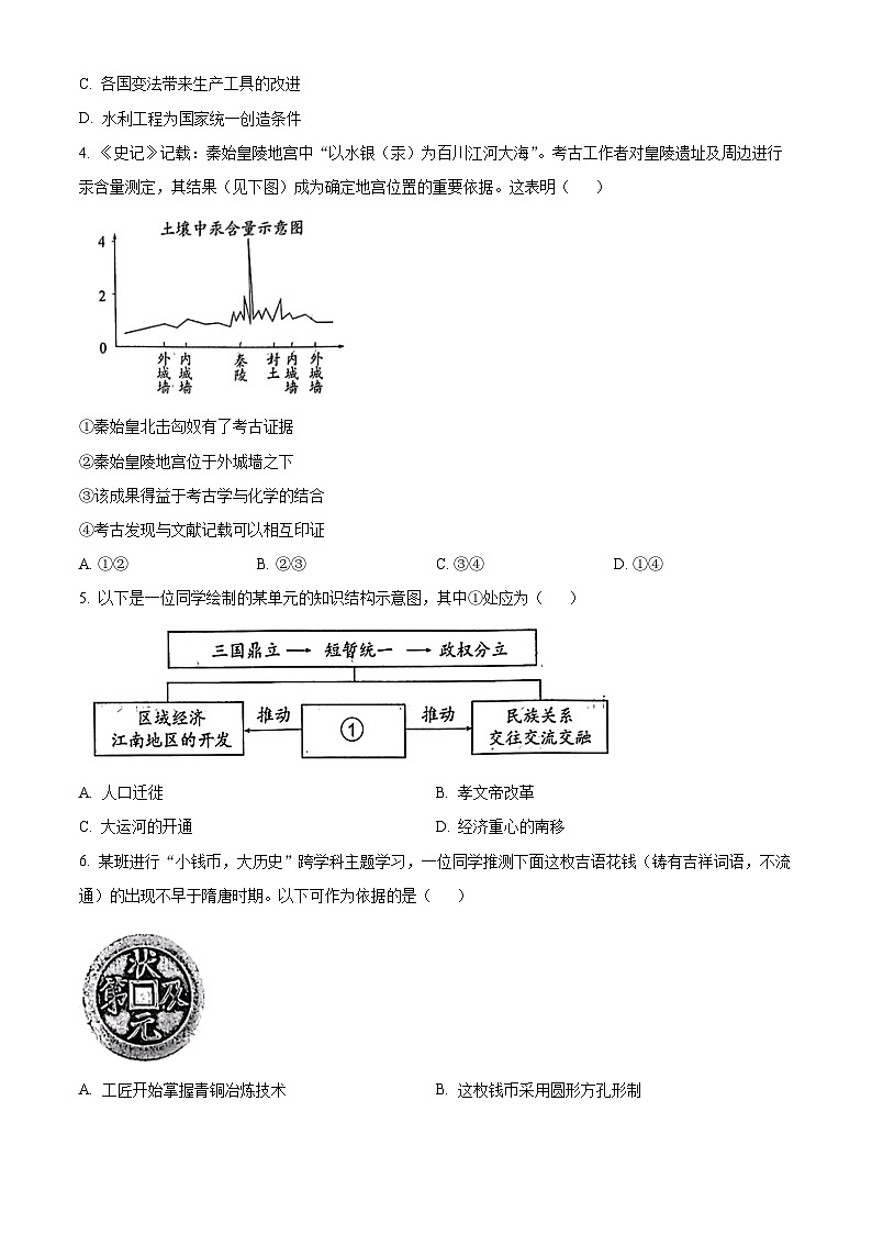 2023年北京市中考历史真题（原卷版）第2页
