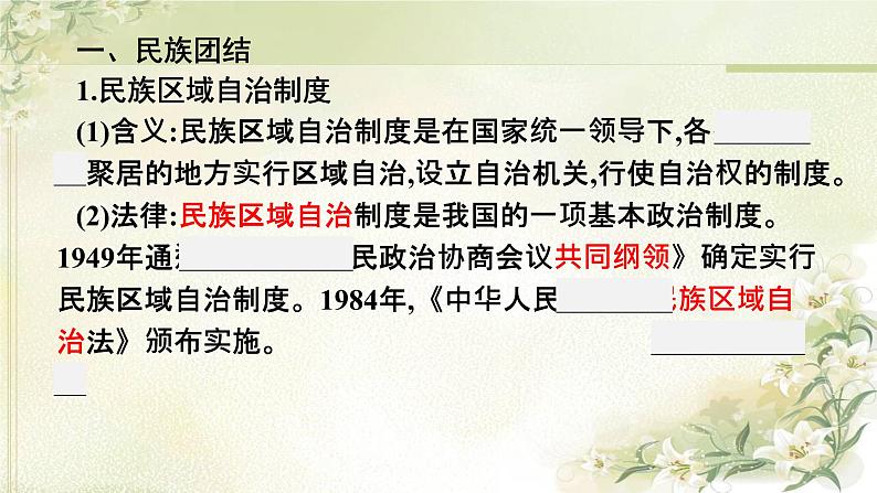 人教版初中历史总复习第15单元民族团结与祖国统一课件第3页