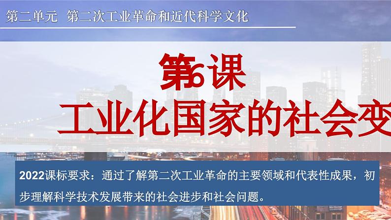 人教版九年级下册第二单元第六课工业化国家的社会变化PPT课件第1页