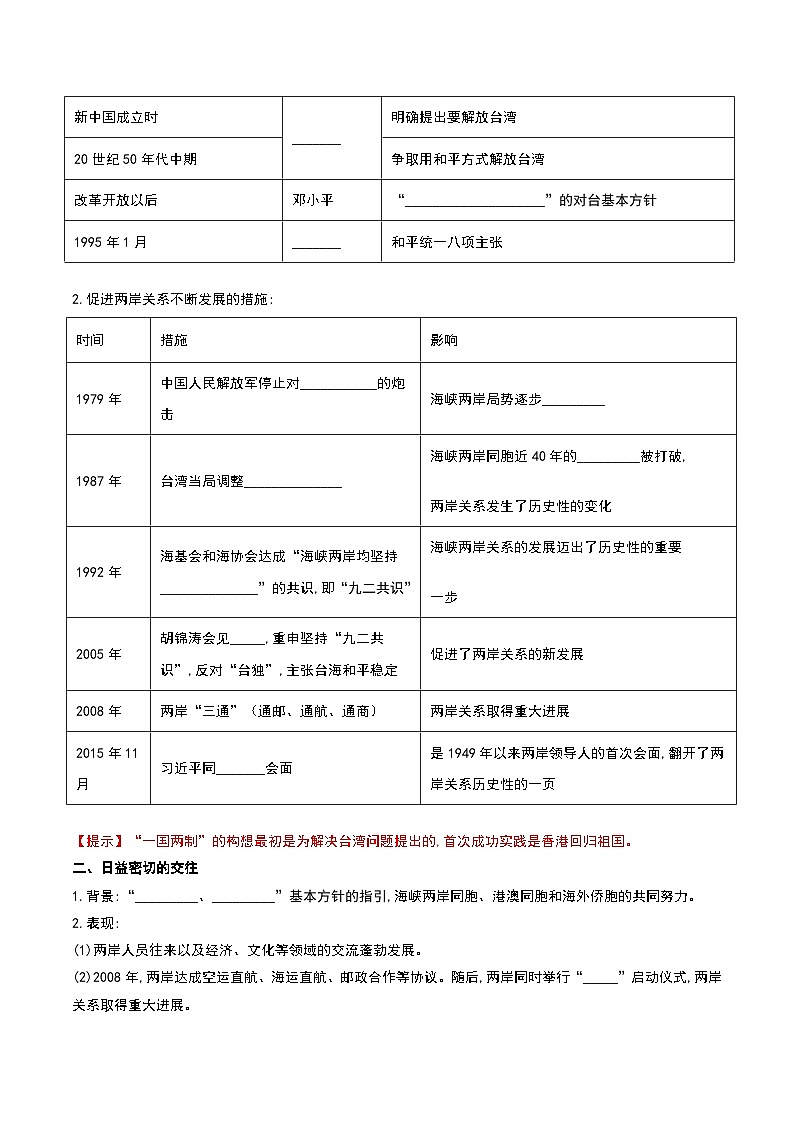 第14课海峡两岸的交往 课件+教案+学案+练习（含答案）02