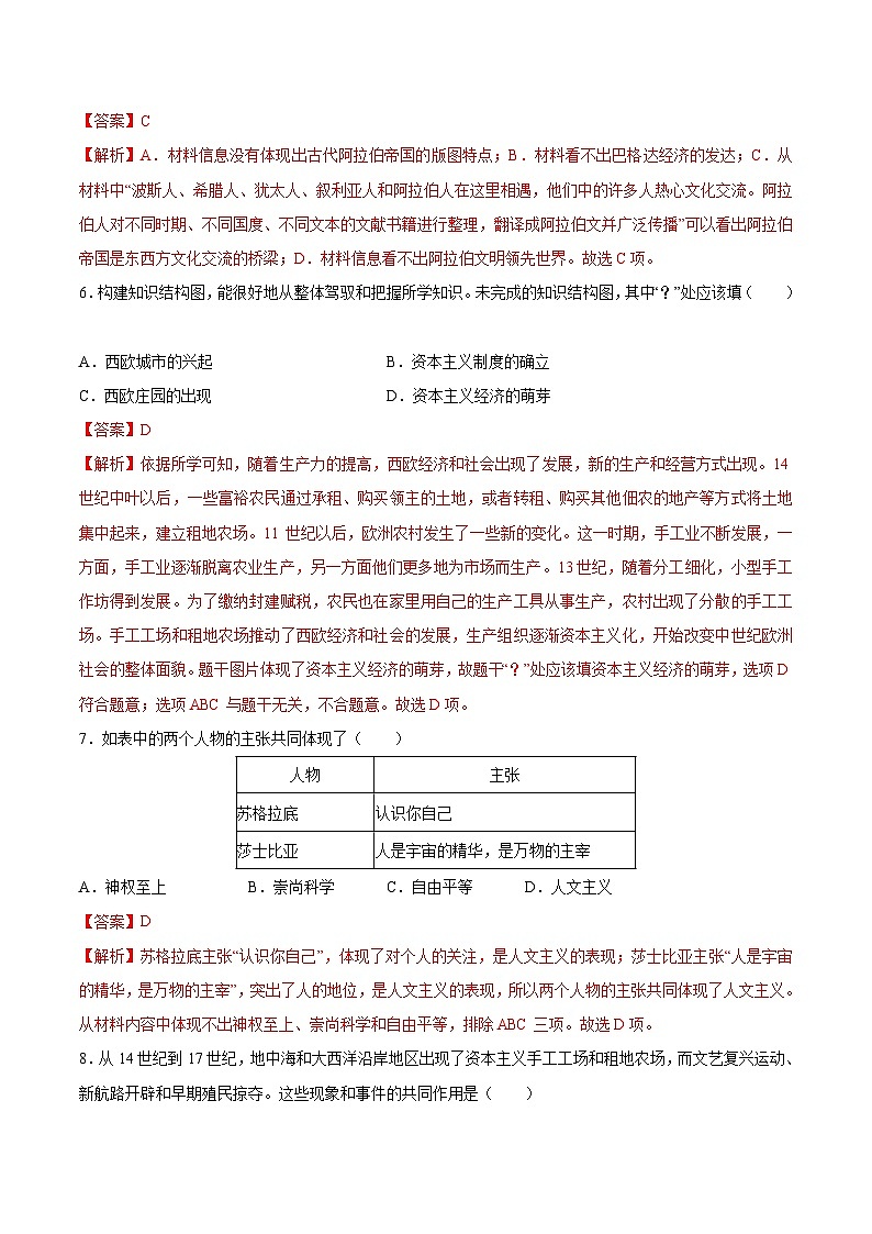 【开学摸底考试】九年级历史（福建专用）-2023-2024学年初中下学期开学摸底考试卷.zip03