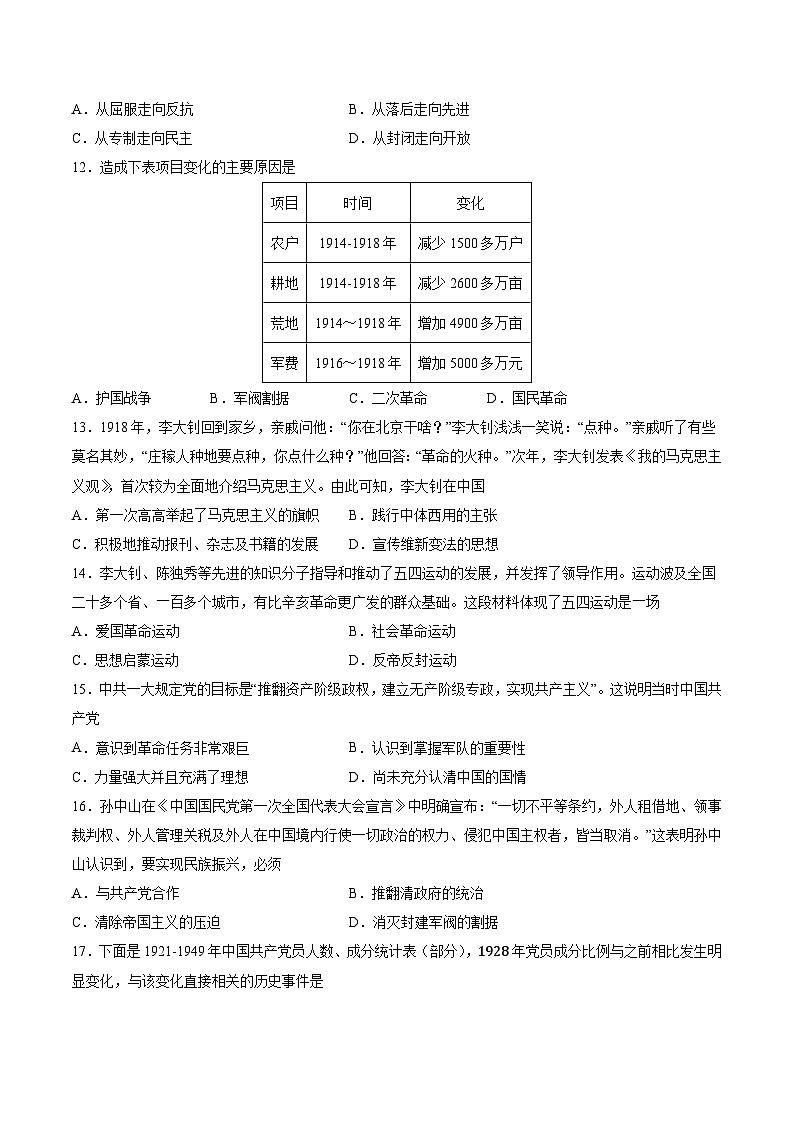 【开学摸底考】八年级历史（深圳专用）-2023-2024学年初中下学期开学摸底考试卷.zip03