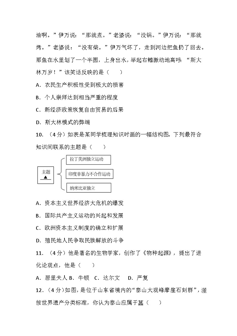 66，湖南省长沙市高新区雅礼麓谷中学2023-2024学年九年级下学期开学历史模拟试卷03